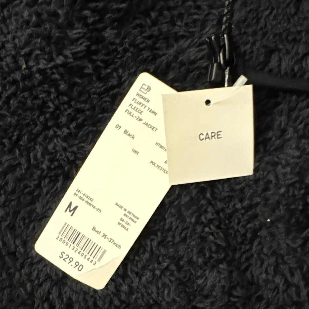 Cozy Black Fleece Jacket size M - Picture 2 of 2